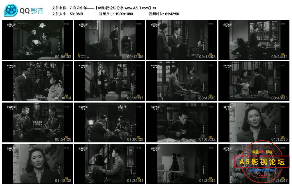 [老电影][哀乐中年][百度云网盘下载][CCTV][高清4.9G][1080P-TS][1949年][石挥/朱嘉琛/沈扬][国语无字幕]