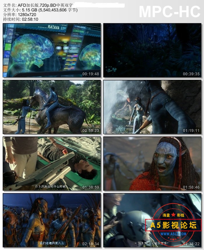 [阿凡达加长版][2009][詹姆斯·卡梅隆导演][720P/MP4][5.16G][中英双字][百度网盘]