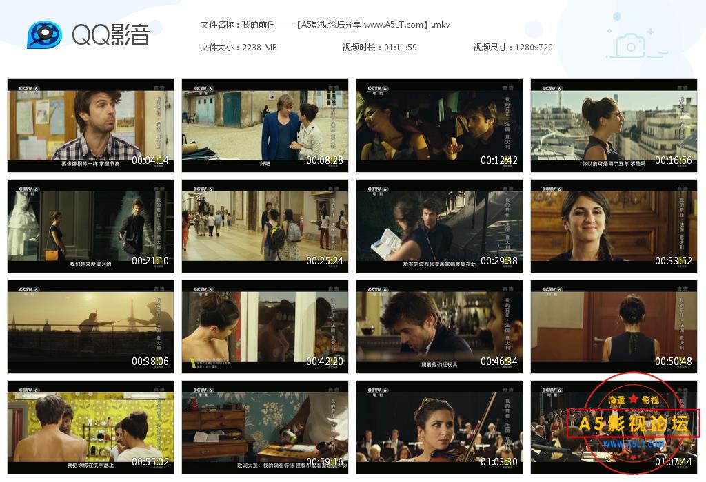 [法国/意大利电影][我的前任][百度云网盘资源下载][720P高清MKV/2.2G][2014年][央译配音][国语][字幕]