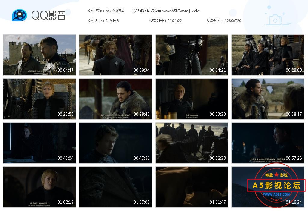 [美剧][权力的游戏][1-7][百度云网盘资源下载][720P高清MKV/45G/每集900M左右][2011-2019年][英语中字幕]