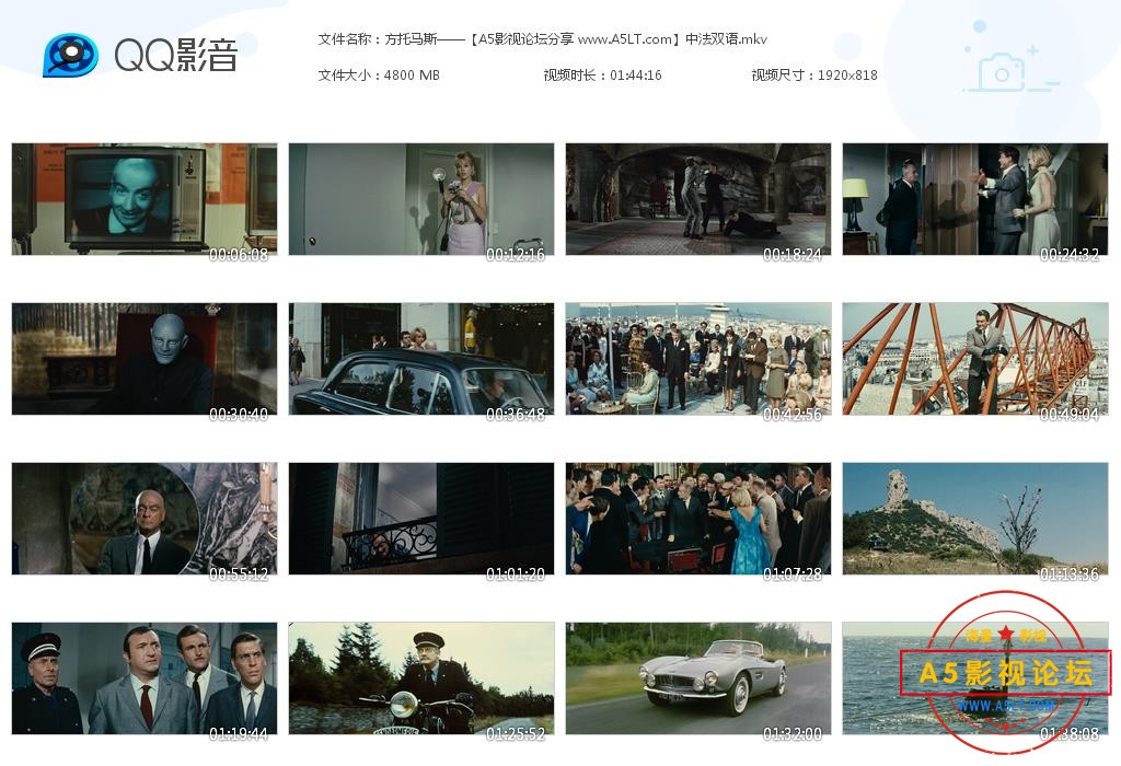 [路易·德·菲奈斯电影][方托马斯][百度云网盘资源下载][1080P高清MKV/4.7G][1964年][国法双语][外挂字幕]