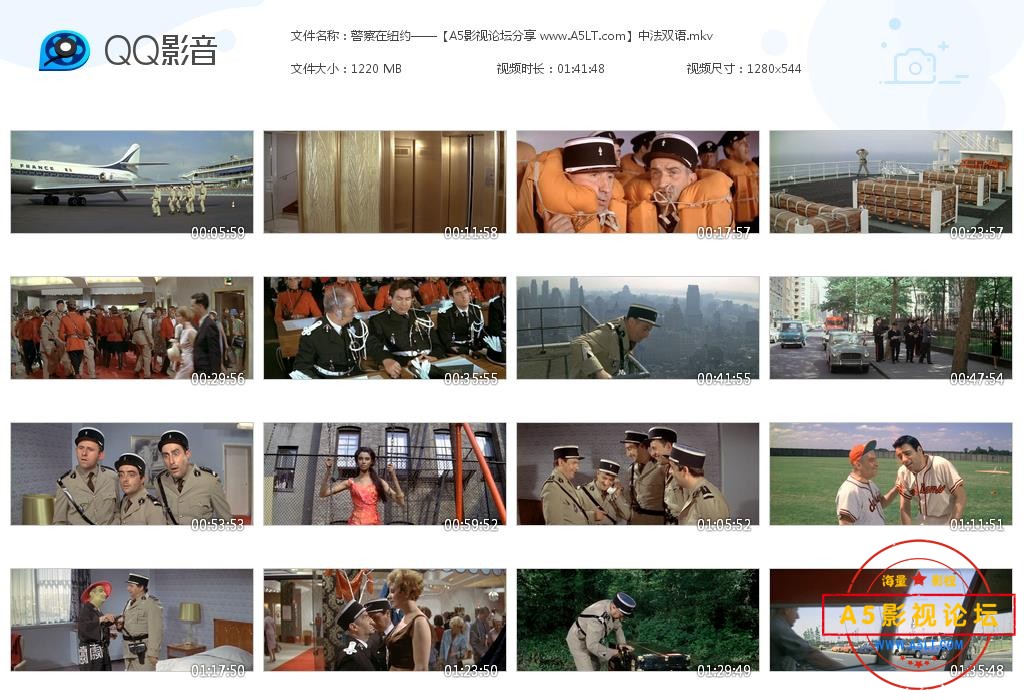 [路易·德·菲奈斯电影][警察在纽约][百度云网盘资源下载][720P高清MKV/1.2G][1965年][国法双语][中字幕]